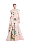 MARCHESA SILK GAZAR A-LINE GOWN