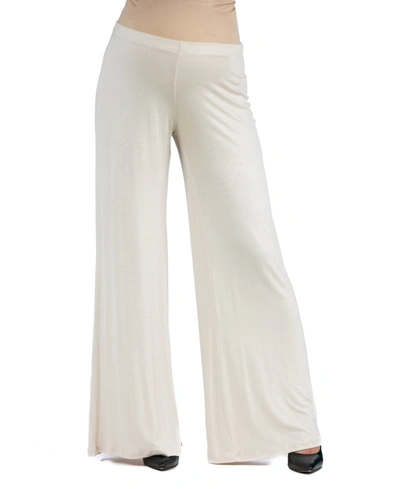 24seven Comfort Apparel Womens Comfortable Solid Color Maternity Palazzo Pants In White