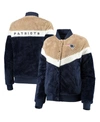 G-III 4HER BY CARL BANKS WOMEN'S NAVY, CREAM NEW ENGLAND PATRIOTS RIOT SQUAD SHERPA FULL-SNAP JACKET