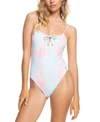 Roxy Juniors' Nautilus Printed One-piece Swimsuit Women's Swimsuit In Peach Tie Dye