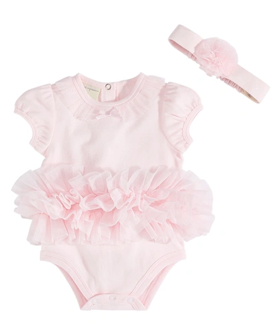 First Impressions Kids' Baby Girls Tulle Tutu Bodysuit And Headband, 2 Piece Set, Created For Macy's In Pink Pearl