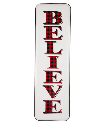 Glitzhome Enameled Metal "believe" Wall Sign In White