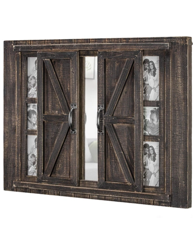 Crystal Art Gallery American Art Decor Rustic Barn Door Picture Frame With Mirror In Brown