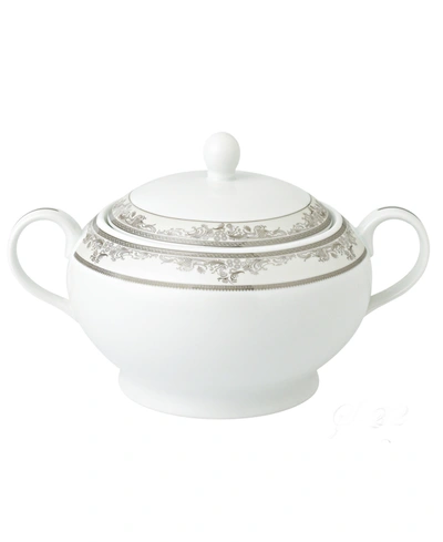 Lorren Home Trends La Luna Collection New Bone China Soup Tureen And Lid, Juliette Design In Silver-tone