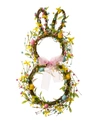 Glitzhome 24.5"h Easter Bunny Shaped Wreath With Eggs Satin Ribbon Bow In Multi