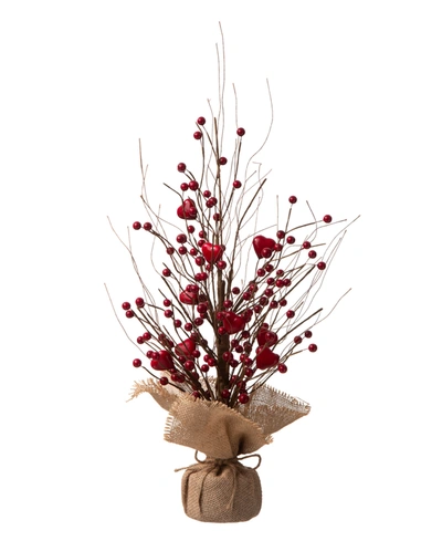 Glitzhome Valentine's Berry Heart Table Tree In Red