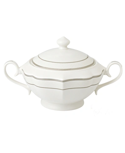 Lorren Home Trends La Luna Collection Bone China Soup Tureen And Lid, Lace Design In Silver-tone