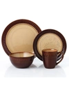 Lorren Home Trends Stoneware Mojave, Set Of 16 In Brown