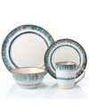Lorren Home Trends Stoneware Swirl, Set Of 16 In Blue