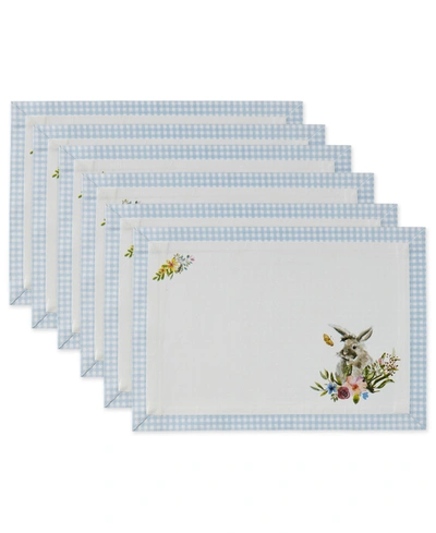 Design Imports Design Import Easter Bunny Printed Placemats, Set Of 6 In Blue