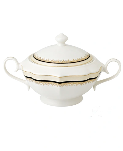 Lorren Home Trends La Luna Collection Bone China Soup Tureen And Lid, Dalilah Design In Black