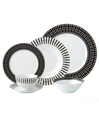 Lorren Home Trends Dinnerware Fine China, Service For 4 By , Set Of 24 In Black