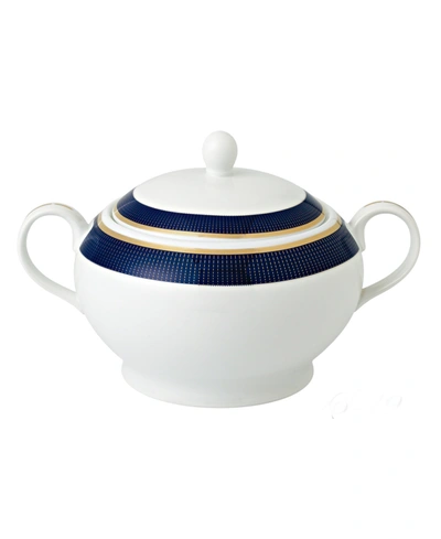 Lorren Home Trends La Luna Collection New Bone China Soup Tureen And Lid, Midnight Design In Blue
