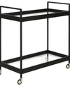 Hudson & Canal Cooper Bar Cart, 33" X 14" In Blackened Bronze