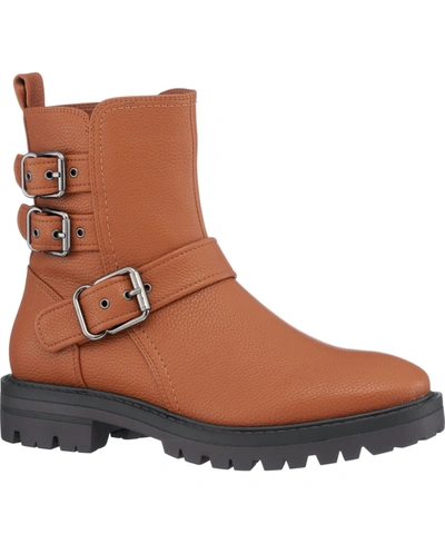 Gc Shoes Women's Kingsburg Lug Sole Buckle Ankle Booties In Cognac