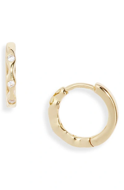 Argento Vivo Sterling Silver Cubic Zirconia Huggie Earrings In Gold