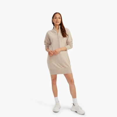 Naadam Recycled Cashmere Quarter Zip Dress In Oatmeal