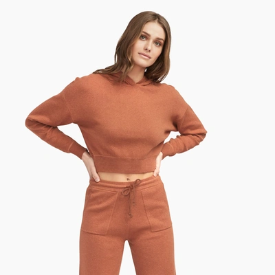 Naadam Caf Cotton Cashmere Cropped Hoodie In Rust Brown
