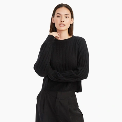 Naadam Cashmere Ribbed Cropped Sweater In Black
