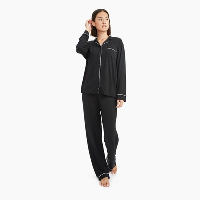 Naadam Women's Long Sleeve Tee-pajama Pant Set In Black