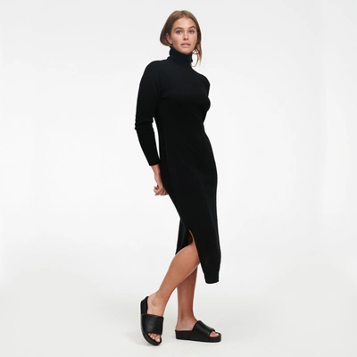Naadam Cashmere Turtleneck Dress With Slits In Black