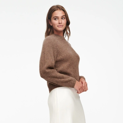 Naadam Cashmere Ribbed Mockneck Sweater In Marled Brown