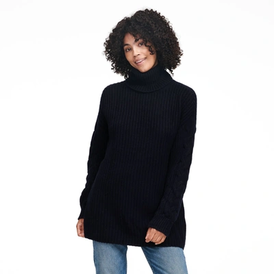 Naadam Cable Knit Sleeve Turtleneck In Navy