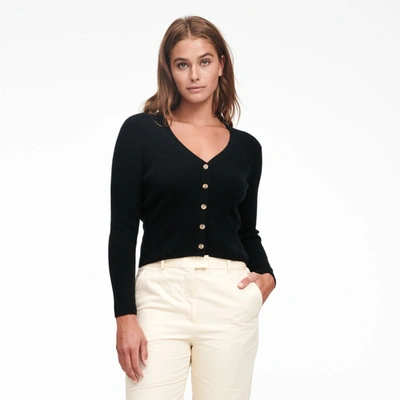 Naadam Cashmere Ribbed Cropped Cardigan In Black