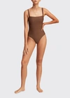 Matteau Square-neck Maillot One-piece Swimsuit In Lapis