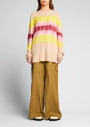 THE ELDER STATESMAN TEQUILA TIE-DYE RIBBED CASHMERE OVERSIZED PULLOVER