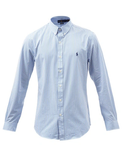 Polo Ralph Lauren Logo-embroidered Striped Cotton-poplin Shirt In Light Blue