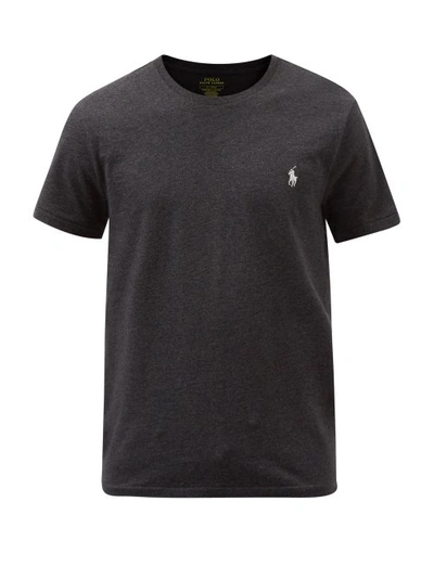 Polo Ralph Lauren Logo-embroidered Cotton-jersey T-shirt In Black Marl Heather