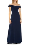 ADRIANNA PAPELL OFF THE SHOULDER EVENING GOWN