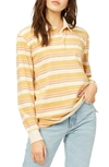 Billabong Double Up Stripe Cotton Rugby Shirt In Gold Dust