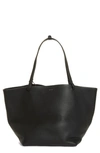 The Row Park Three Leather Tote In Black