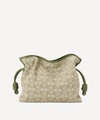 Loewe Women's Flamenco Anagram Jacquard And Leather Clutch Bag In Green