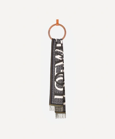 Loewe Love Jacquard Scarf In Navy