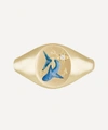 Cece Jewellery 18ct Gold The Shark And Anchor Diamond Signet Ring In Gold