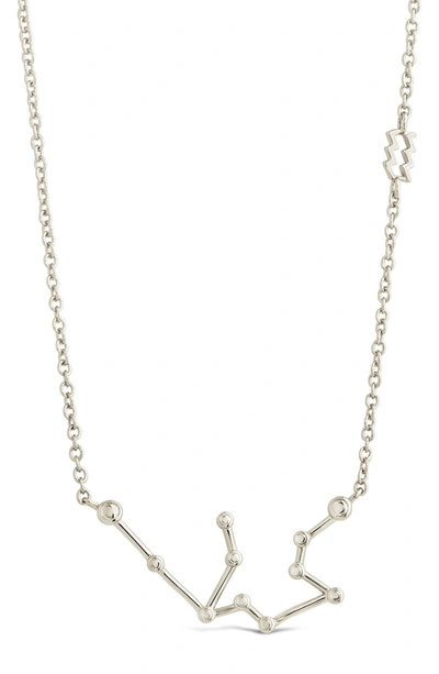 Sterling Forever 14k Gold Plated Station Constellation Pendant Necklace In Silver - Aquarius