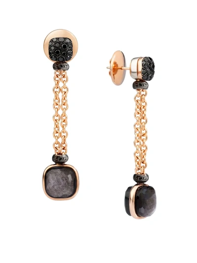 Pomellato Women's Nudo 18k Rose Gold, Obsidian & Black Diamond Dangle Earrings