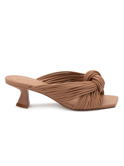 Mercedes Castillo Bianca Square-toe Knotted Leather Mules In Peach