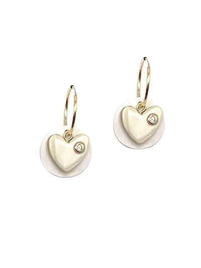 Akola Carys 10k Goldplated Heart Charm Earrings In White