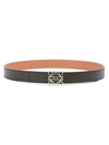 Loewe Women's Reversible Anagram Belt In Black Tan Palladium