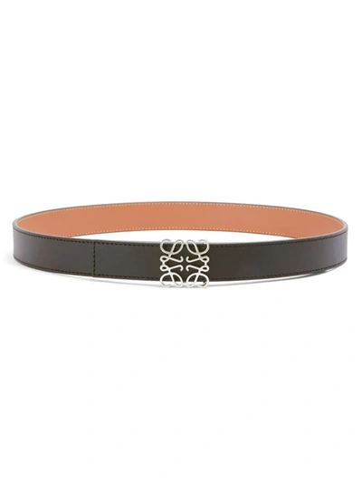 Loewe Women's Reversible Anagram Belt In Black Tan Palladium
