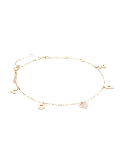 Zoë Chicco Women's Personalized 14k Gold & Diamond Love Charm Bracelet In Yellow Gold