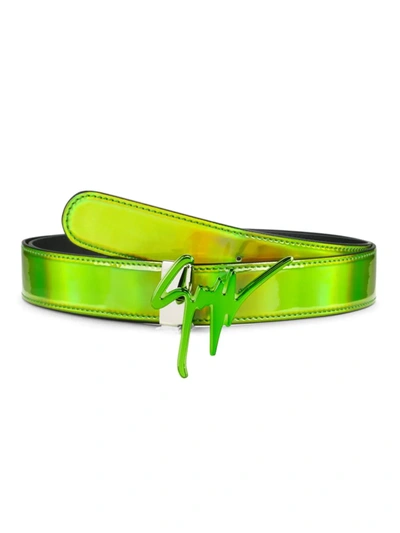 Giuseppe Zanotti Metropolis Turchese Leather Belt In Green