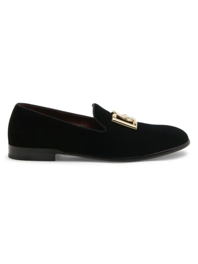 Dolce & Gabbana Men's Leonardo Velvet Smoking Shoes In Nero