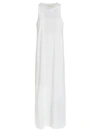 Loulou Studio Silk Satin Sleeveless Long Dress In White