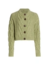 Free People Bonfire Green Cropped Cotton Cardigan In Emerald Moth