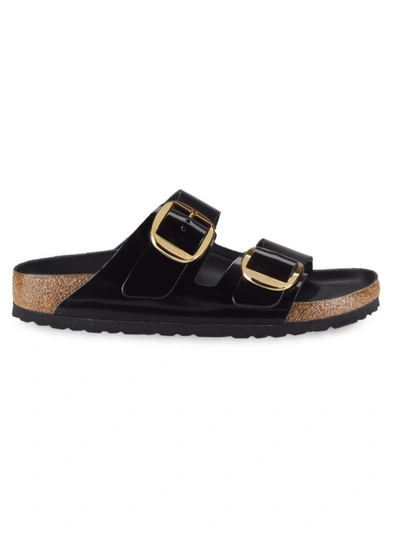 Birkenstock Women's Arizona Big Buckle High Shine Natural Leather Patent Sandals From Finish Line In High Shine Black
